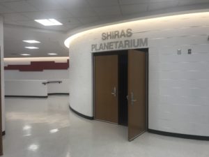 New entrance to Shiras Planetarium, within auxiliary gym building.